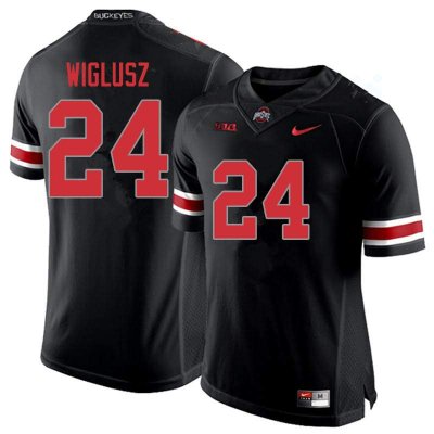 NCAA Ohio State Buckeyes Men's #24 Sam Wiglusz Blackout Nike Football College Jersey RIV4445OA